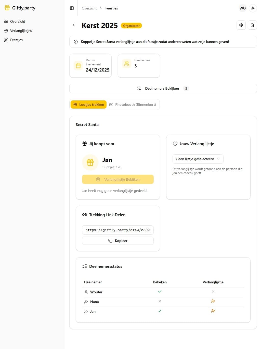 Verlanglijstjes overzicht