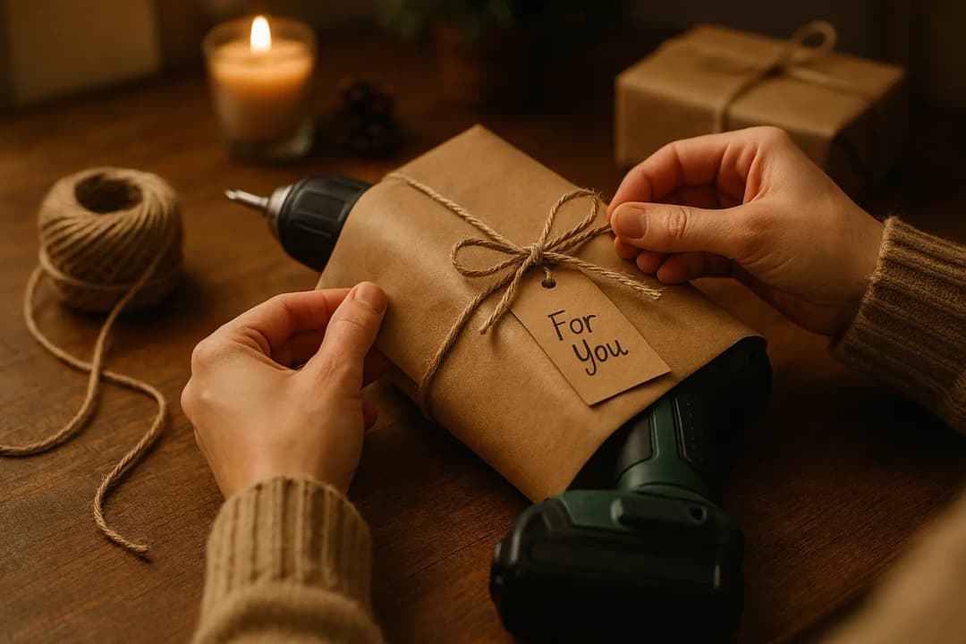 Gereedschap cadeau inpakken met persoonlijke touch