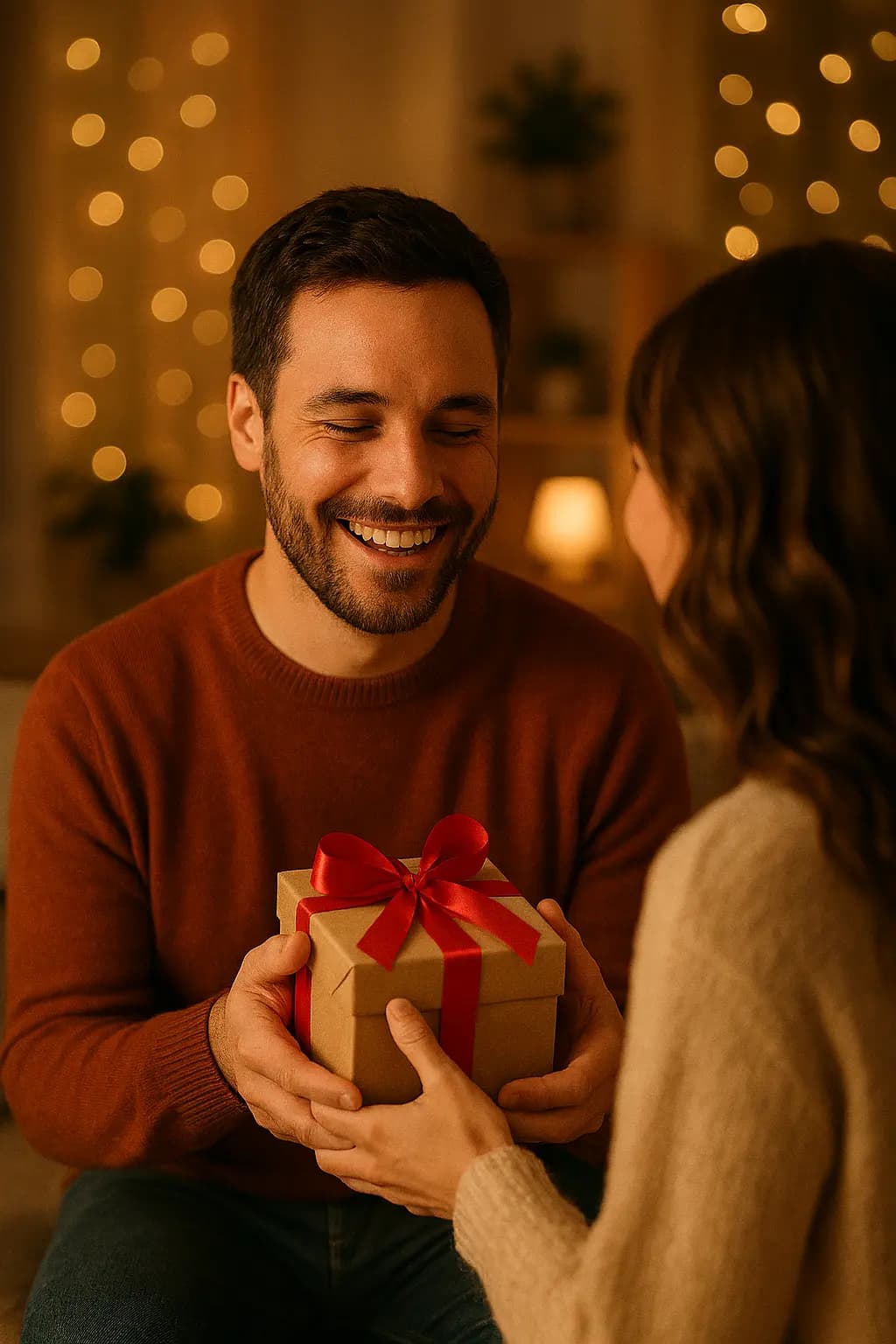 Man ontvangt valentijnscadeau van partner