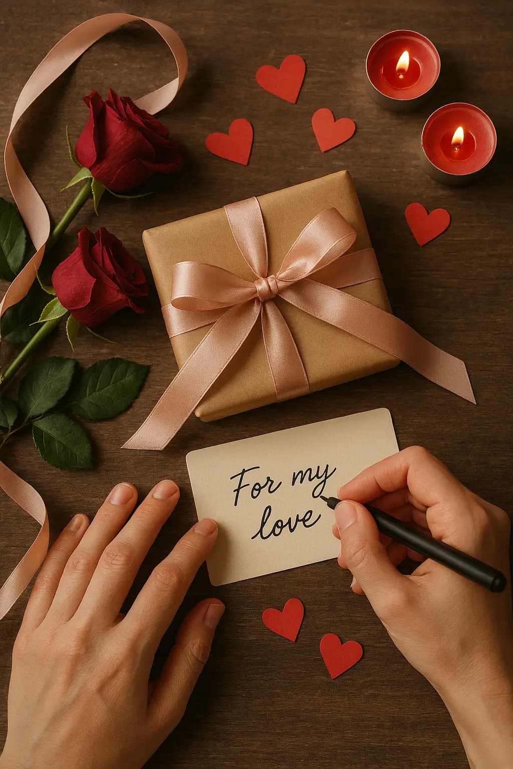 Persoonlijk valentijnscadeau inpakken met handgeschreven kaartje